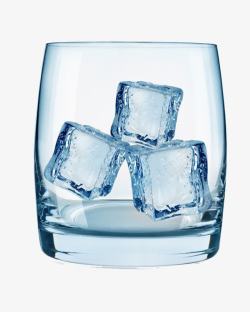 蓝色碳酸水玻璃杯一杯子冰块高清图片