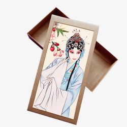 皮纸质背景京剧人物图案礼物盒高清图片
