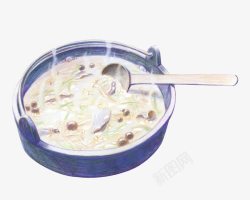 彩铅葡萄野菌杂菜汤高清图片