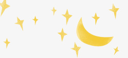 黄色卡通手绘装饰星星月亮素材