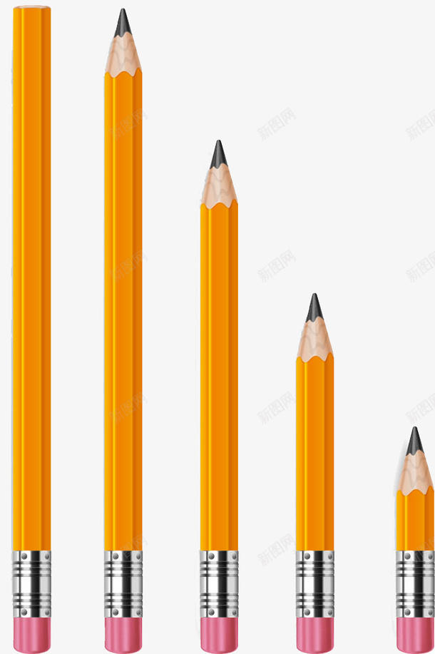 长短不一的铅笔片png免抠素材_新图网 https://ixintu.com 卡通 矢量铅笔 黄色