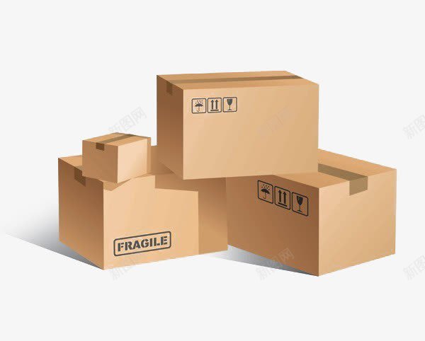 四个已经打包好的盒子png免抠素材_新图网 https://ixintu.com 封口 快递 打包 盒子
