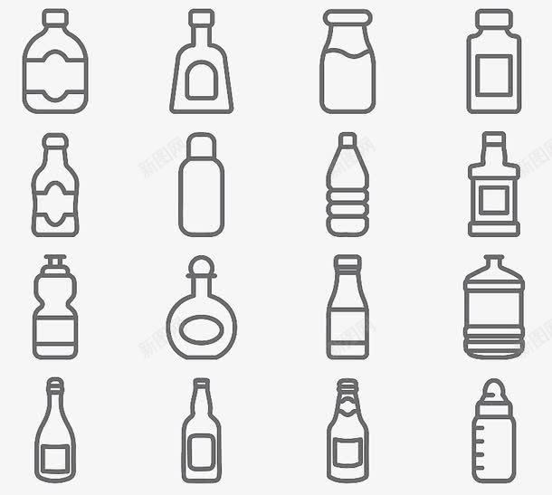 手绘瓶子png免抠素材_新图网 https://ixintu.com PVC材质 塑料容器 塑胶 塑胶材质 水桶 水瓶 酱油瓶