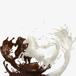 各种形状巧克力动感飞溅的牛奶巧克力骏马形状高清图片
