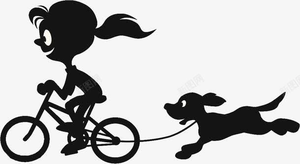 骑自行车带着小狗跑的女孩图标png_新图网 https://ixintu.com 剪影 单车剪影 奔跑 奔跑黑影 女孩 小狗 狗与人 自行车 骑车 黑白插图