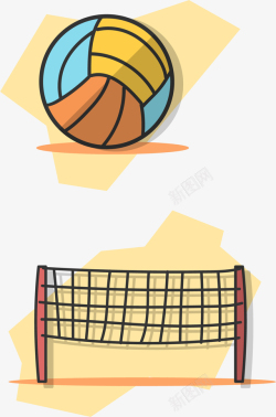 排球图标排球排球网图标矢量图高清图片