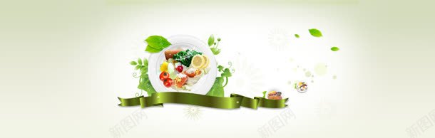 韩国考试绿色食品网页背景banner背景
