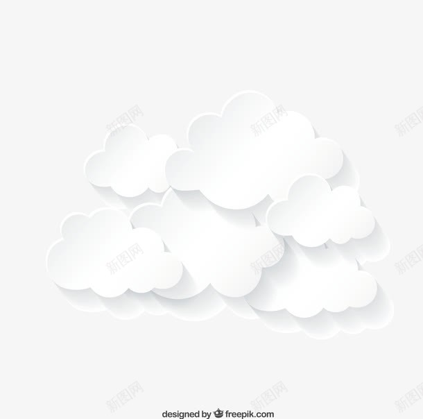 白云剪纸矢量图ai免抠素材_新图网 https://ixintu.com 云层 剪纸 白云 白色 矢量图
