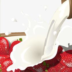 草莓上的牛奶素材