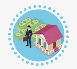 房贷免扣PNG图扁平化钱和房子高清图片