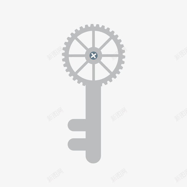 灰色圆弧齿轮钥匙元素图标png_新图网 https://ixintu.com 卡通 图标 圆弧 开启 扁平化 灰色 钥匙 齿轮