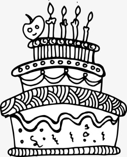生日蛋糕图标卡通手绘生日蛋糕矢量图图标高清图片