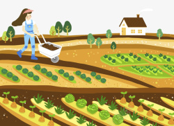 卡通插图农地摘蔬菜卡通插图农地种植蔬菜高清图片