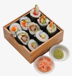 木盒装美味寿司木盒装高清图片