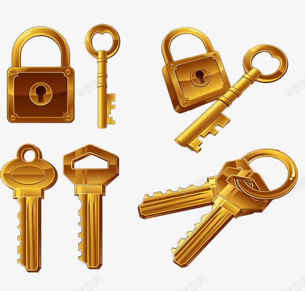 金钥匙锁子png免抠素材_新图网 https://ixintu.com 卡通 各种金锁 手绘 金色钥匙插画 金钥匙 锁子