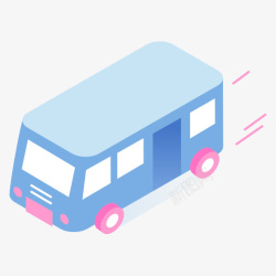 立体巴士一辆立体化的蓝色巴士图标高清图片