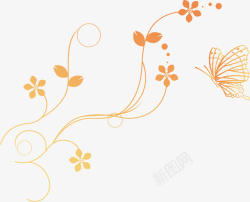 金黄色蝴蝶花纹矢量图高清图片