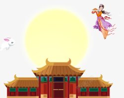 中国传统楼阁和月亮素材
