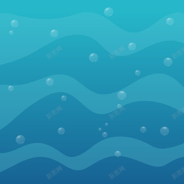 蓝色海洋卡通背景png免抠素材_新图网 https://ixintu.com 水纹背景 海洋背景 蓝色背景
