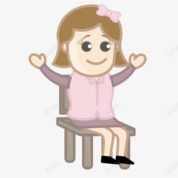 2017卡通粉色少女png免抠素材_新图网 https://ixintu.com 卡通图 坐在椅子上 坐在椅子上的人 展开双臂 张开双臂 粉色少女