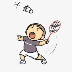 可爱卡通云霄小男孩打羽毛球的男孩高清图片