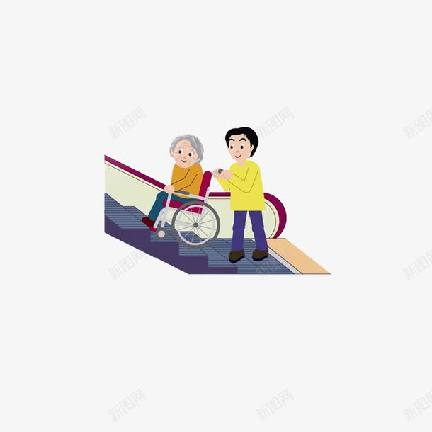 帮助老奶奶png免抠素材_新图网 https://ixintu.com 义工 人为因素 关爱老人 助人为乐 帮助他人 帮老奶奶上电梯 老婆婆卡通