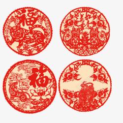 老虎剪纸片素材