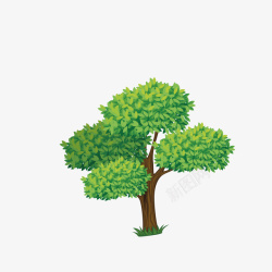 手绘绿色繁茂大树植树节矢量图素材