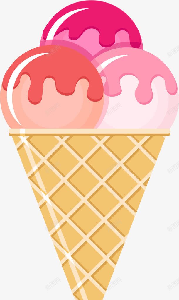 粉色美味冰淇淋png免抠素材_新图网 https://ixintu.com 冰淇淋 清凉夏日 甜筒 粉色 美味 装饰图案