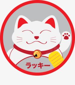 微笑的猫咪日系手绘招财猫高清图片