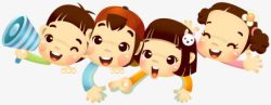 喇叭小孩开心的听课高清图片