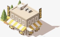立体3D地标建筑咖啡馆元素素材