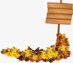 秋天树丛木板矢量图素材