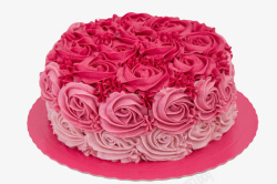 铺满铺满奶油做成的玫瑰蛋糕高清图片
