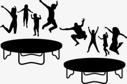 年轻的活力在蹦床上跳跃的年轻人高清图片
