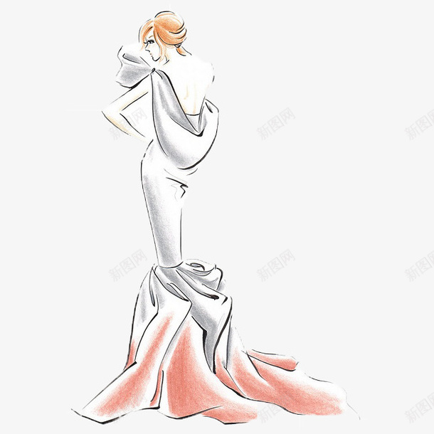 白色优雅露背婚纱png免抠素材_新图网 https://ixintu.com 华丽的婚纱 婚纱 性感的女人 礼服 红色裙摆 露背礼服