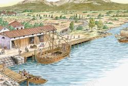 码头货物古代港口城市高清图片