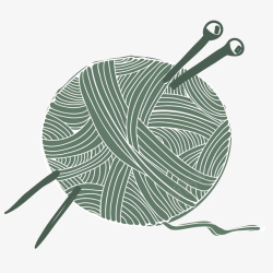 毛线针绿色毛线球卡通矢量图高清图片