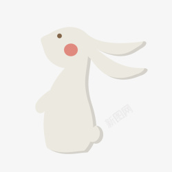 中秋扁平化白色扁平化兔子元素高清图片