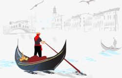 古船威尼斯水世界里的船高清图片
