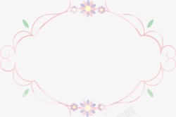 粉色线条花朵框架素材