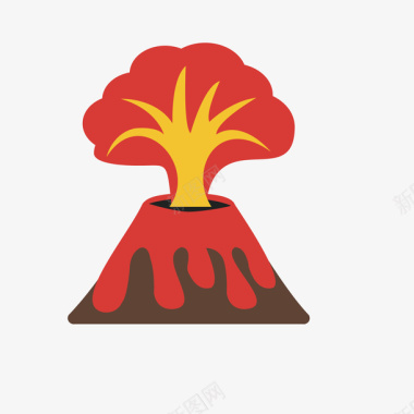 红色火山爆发图标矢量图图标