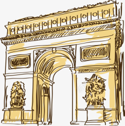 柔道手绘各个国家特色法国凯旋门高清图片