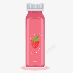 一瓶汽水PNG手绘草莓饮料矢量图高清图片