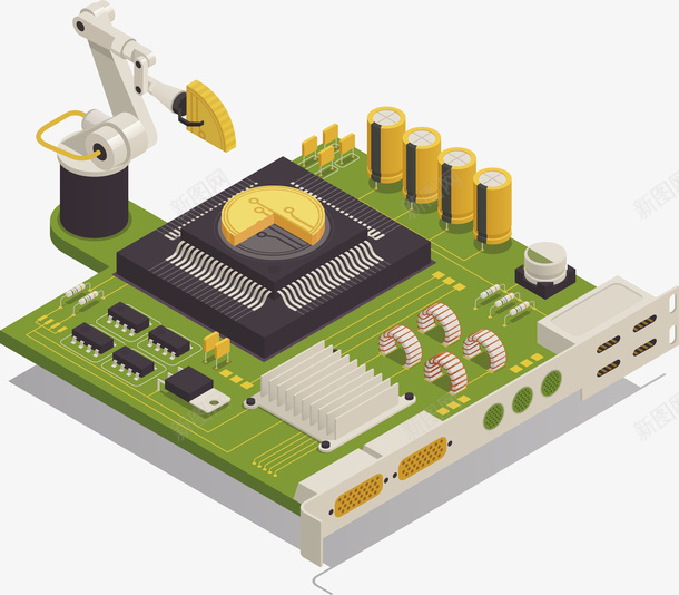 绿色的线路板和加工的机器矢量图eps免抠素材_新图网 https://ixintu.com 机器 机器png 机器矢量图 线路板 芯片 矢量图