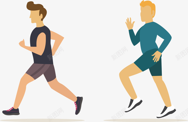 两个跑步的男士矢量图ai免抠素材_新图网 https://ixintu.com 晨跑 男士 跑步模特 运动 矢量图
