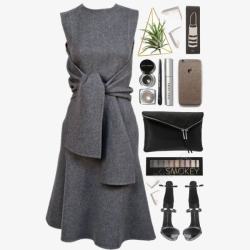 灰色连衣裙和高跟鞋素材