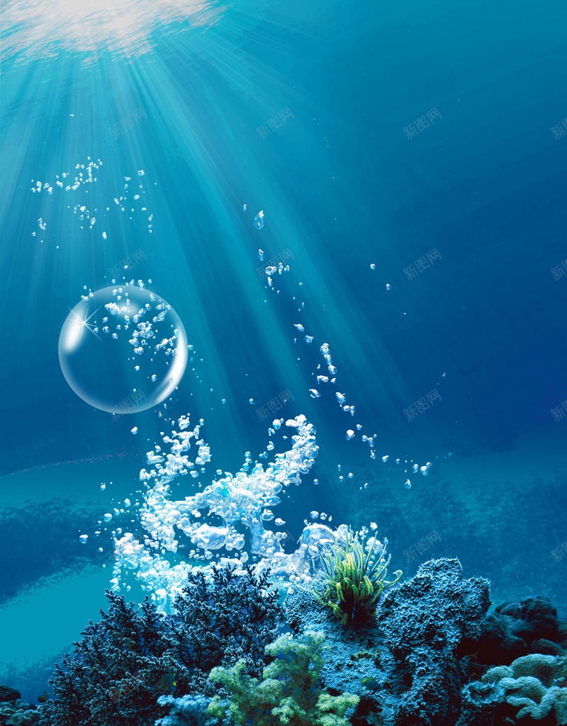蓝色海洋海水气泡阳光摄影背景jpg_新图网 https://ixintu.com 摄影 气泡 海水 海洋 素材 背景 蓝色 阳光