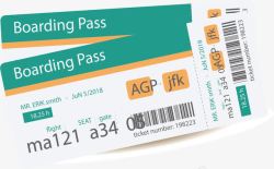 飞机票PNG绿色夏天旅游机票矢量图高清图片