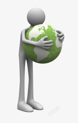 小人抱着卡通3D3d小人抱着地球高清图片